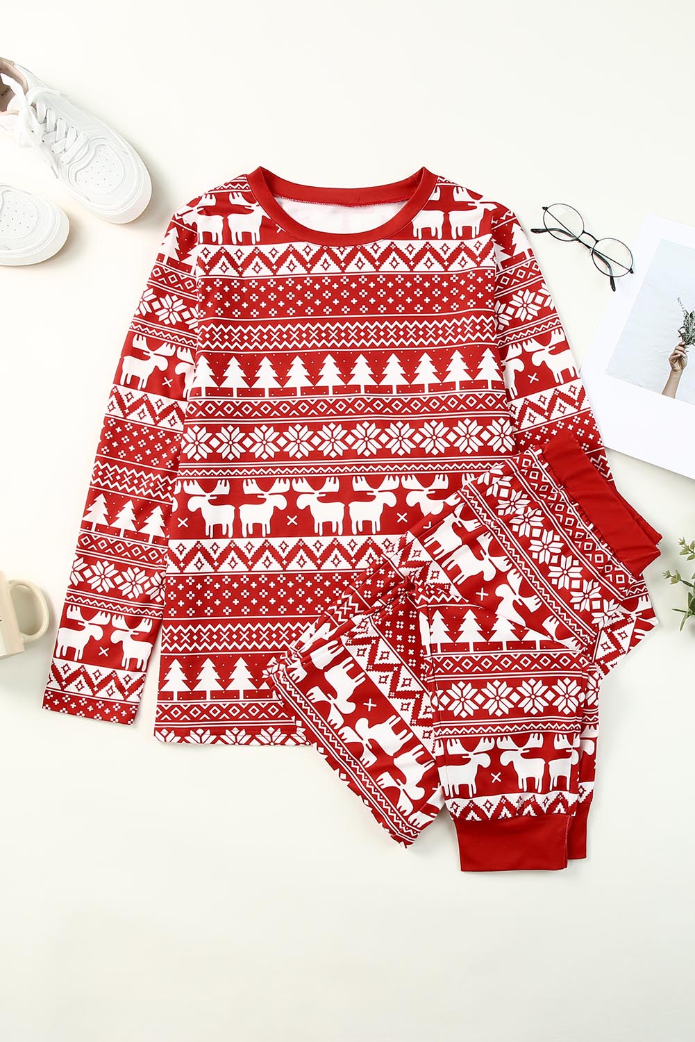 Christmas Tree Reindeer Pullover and Pants Lounge Set