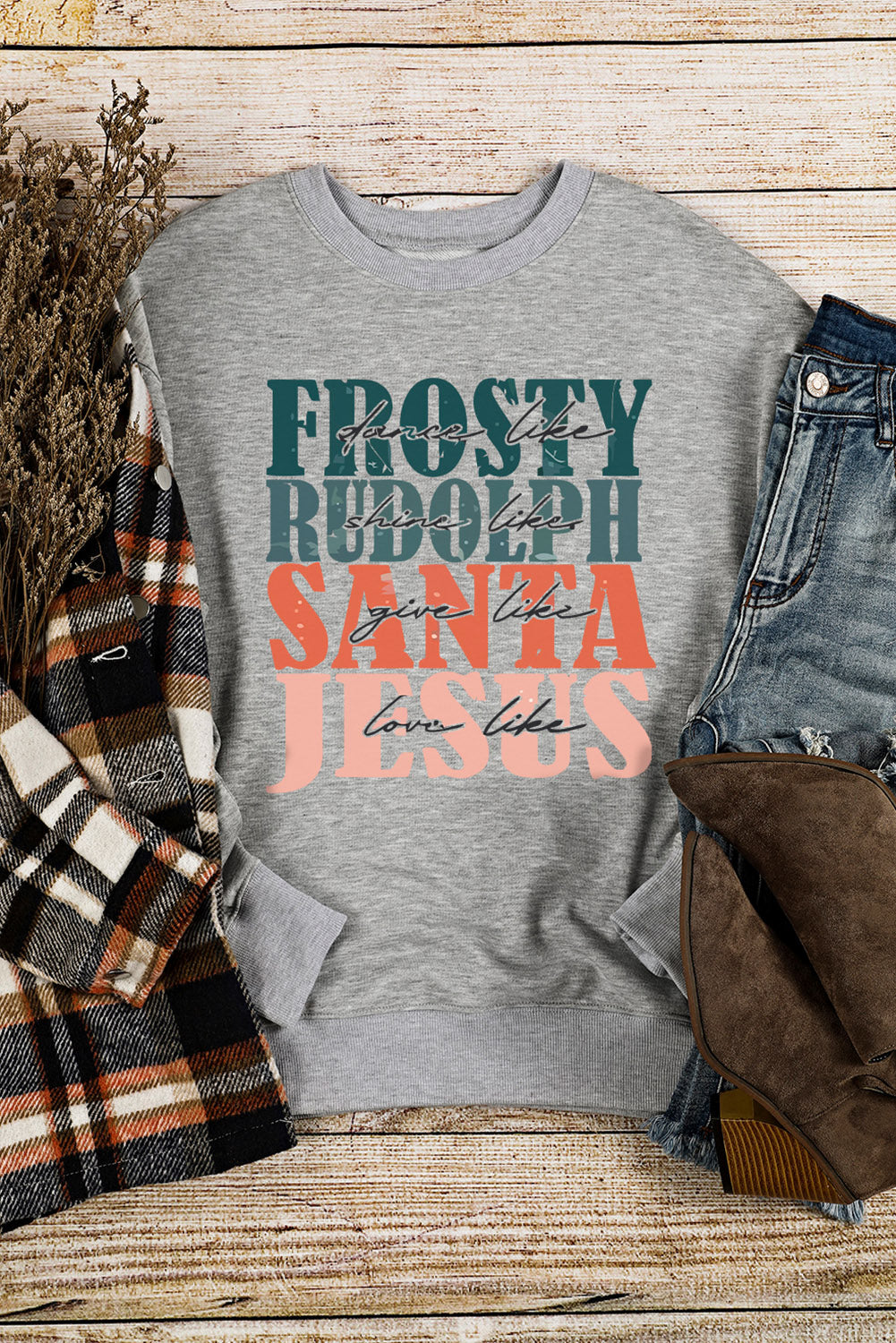 Frosty Rudolph Santa Jesus Long Sleeve Sweatshirt