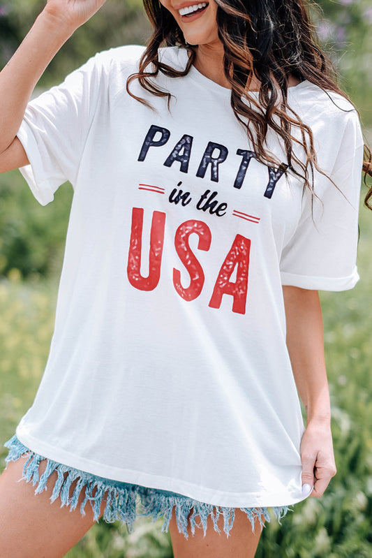 PARTY In The USA Crew Neck Short Sleeve T Shirt