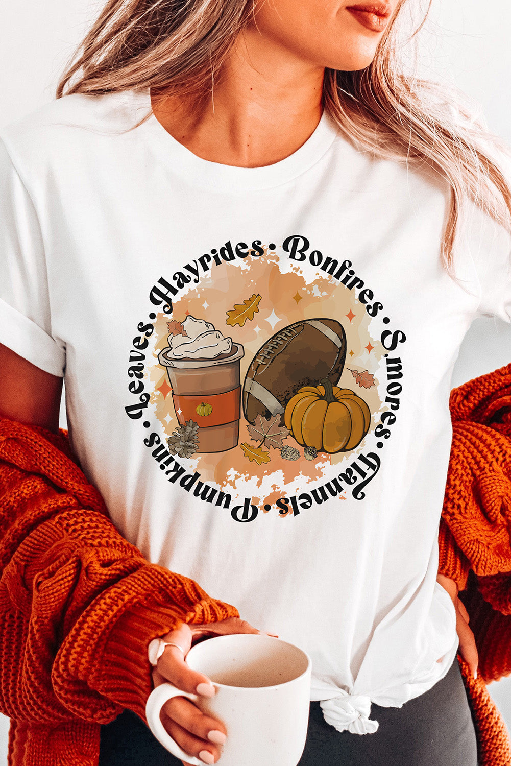 Pumpkin Rugby Graphic Print Short Sleeve T Shirt