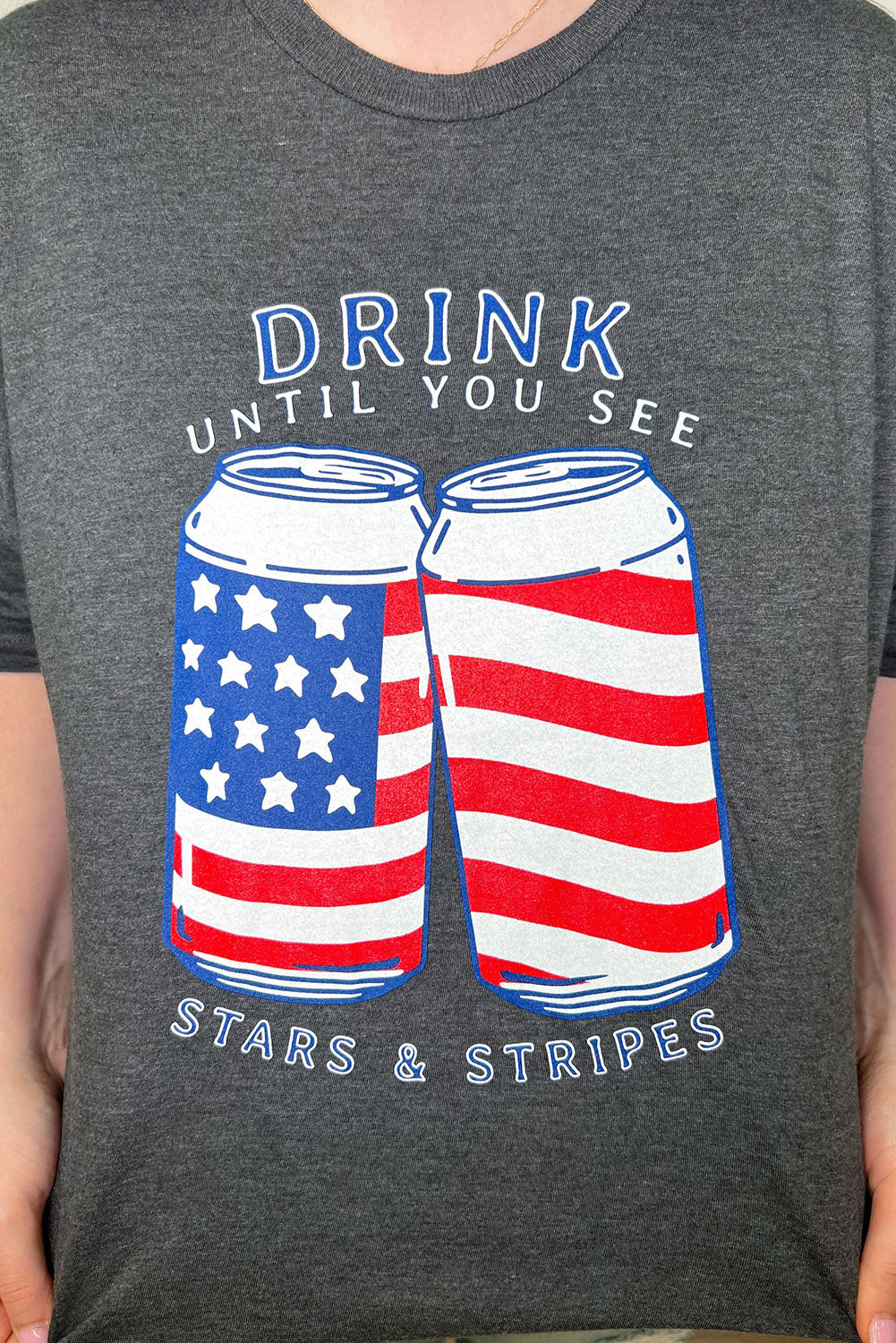 US Flag Slogan Graphic Print Short Sleeve T Shirt