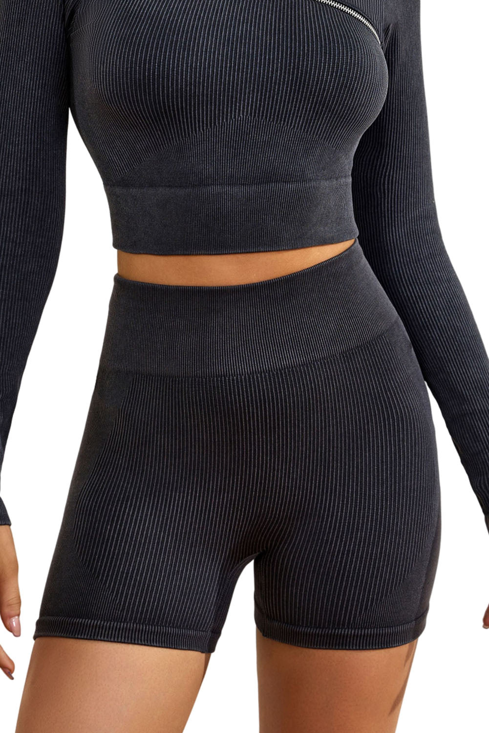 Seamless Ribbed Knit Butt Lifter Yoga Shorts