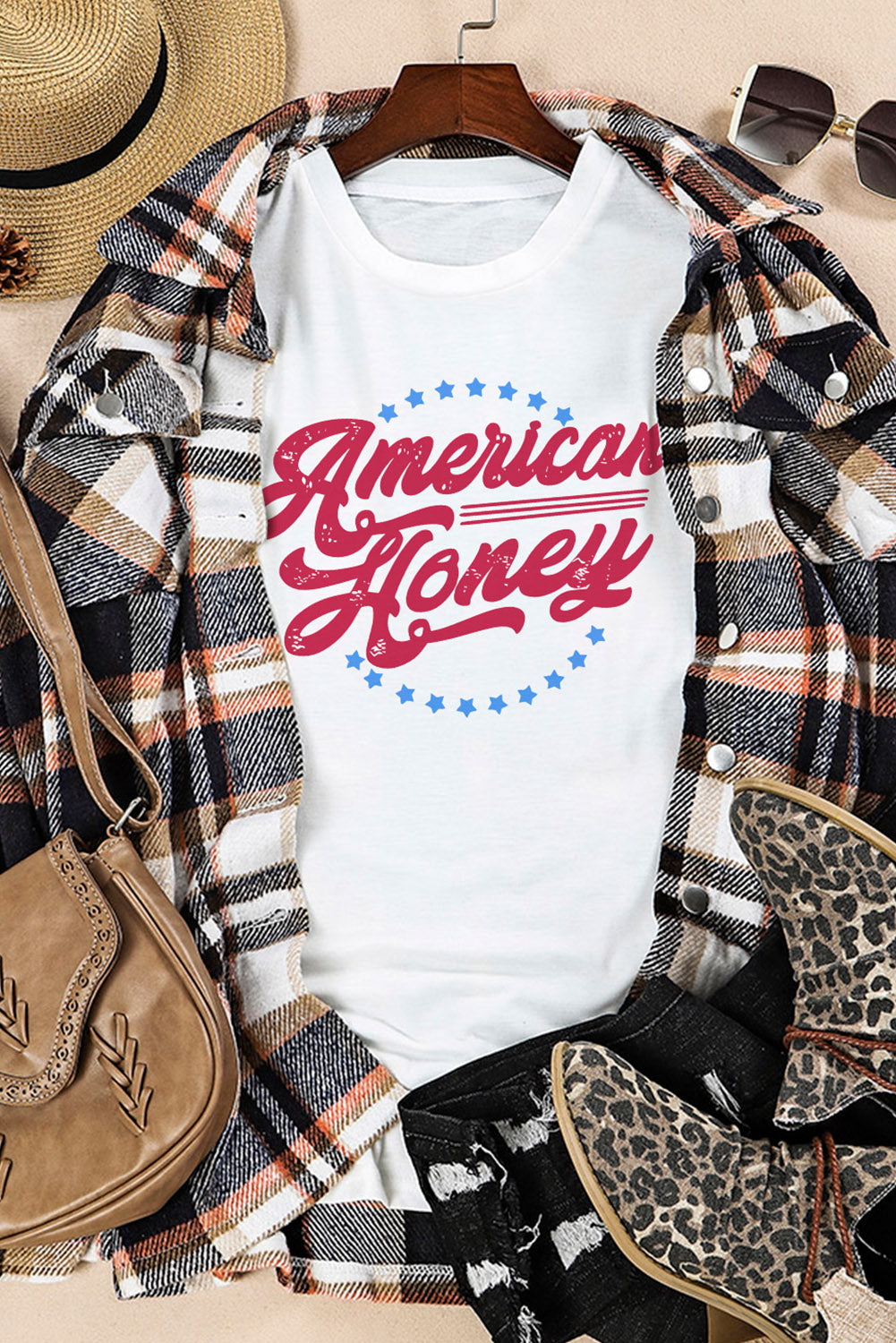 American Honey Stars Print Short Sleeve Graphic Tee