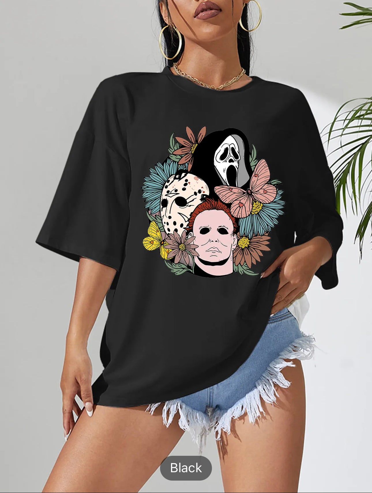 Women's Plus Size Ghost Print Oversized T-Shirt - Stylish & Comfy Casual Graphic Tee