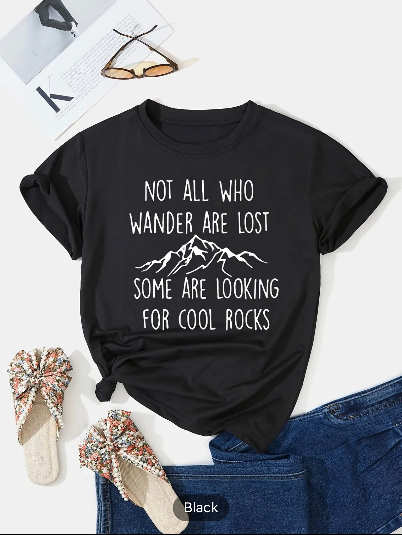 Women's Summer Fashion T-Shirt: Letter & Graphic Print Crew Neck Tops for a Casual Loose Look