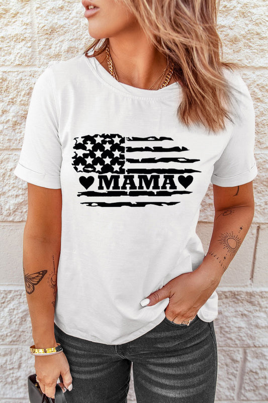 USA Flag MAMA Print Graphic Tee