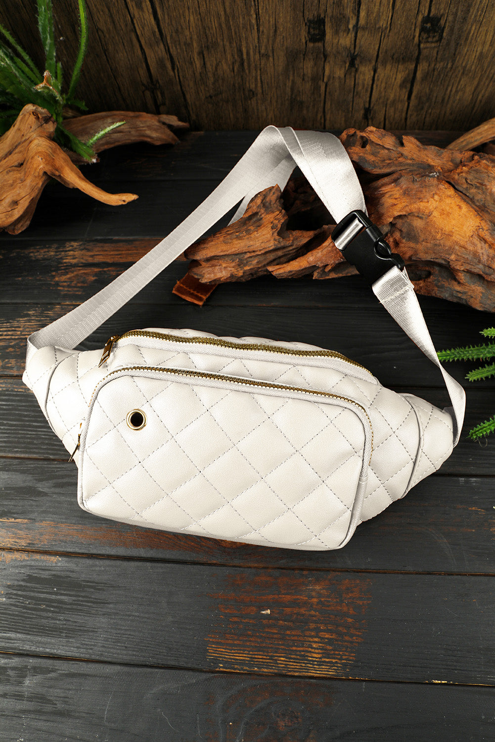 White Rhombus Pattern Simple Waist Bag