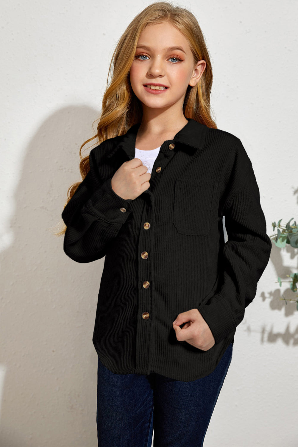 Little Girl Pocketed Corduroy Shirt