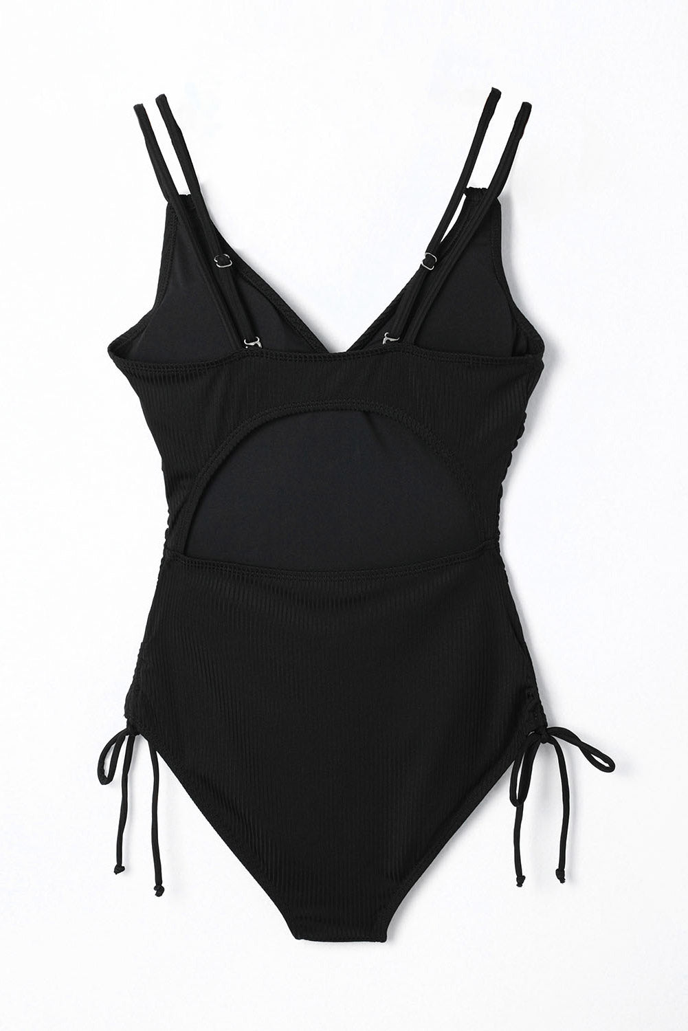 Adjustable Straps Ribbed Knit One Piece Swimsuit