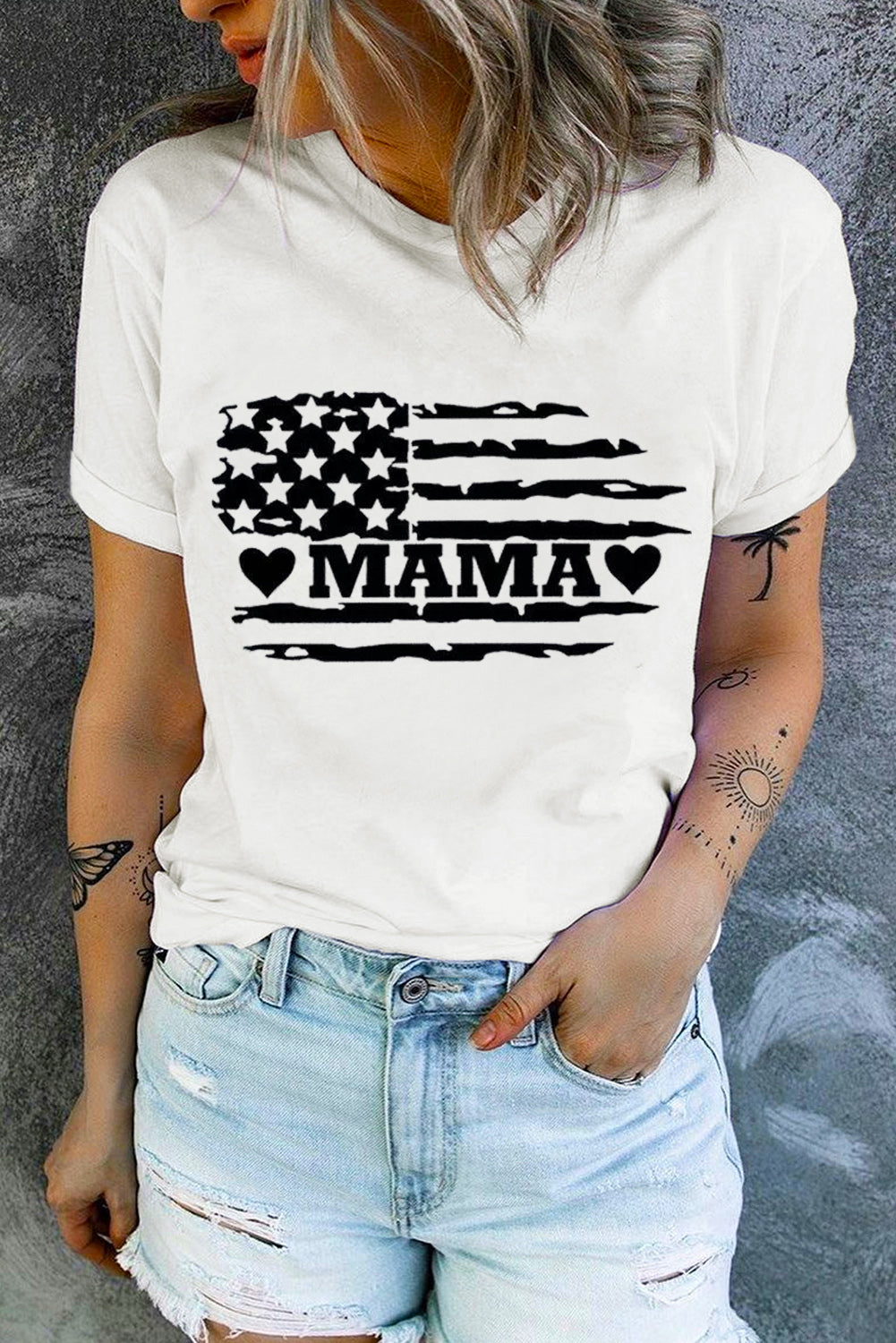 USA Flag MAMA Print Graphic Tee