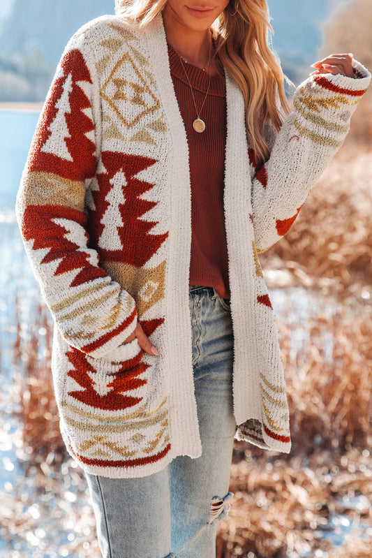 Khaki Moraga Pocketed Aztec Cardigan