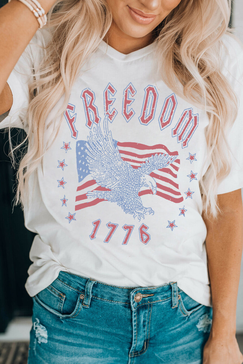 FREEDOM Eagle Flag Print 1776 Graphic Tee