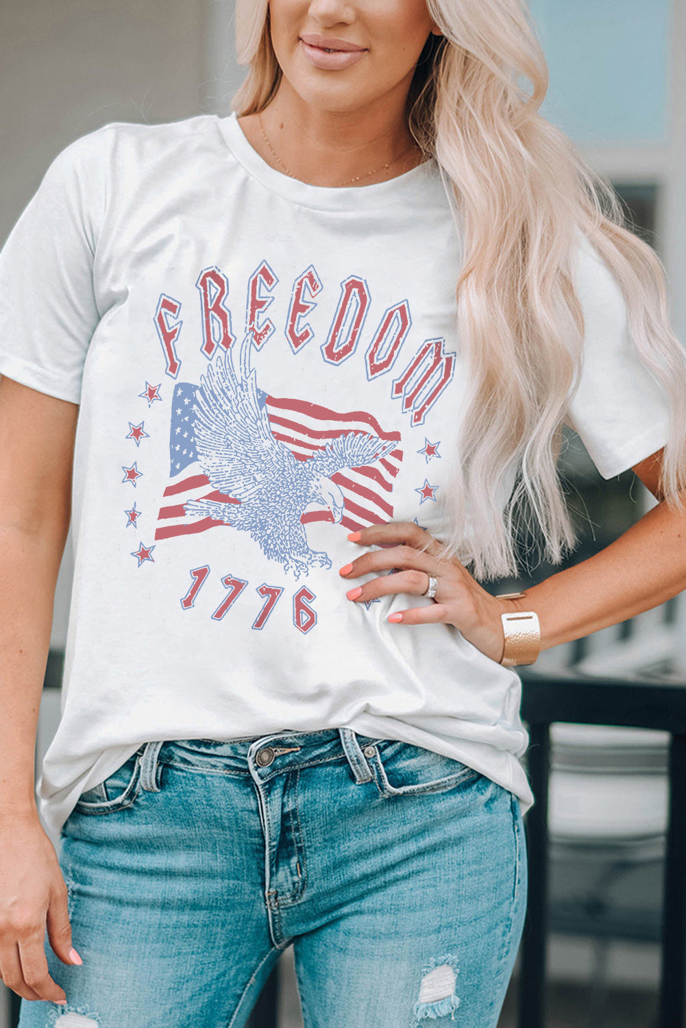 FREEDOM Eagle Flag Print 1776 Graphic Tee