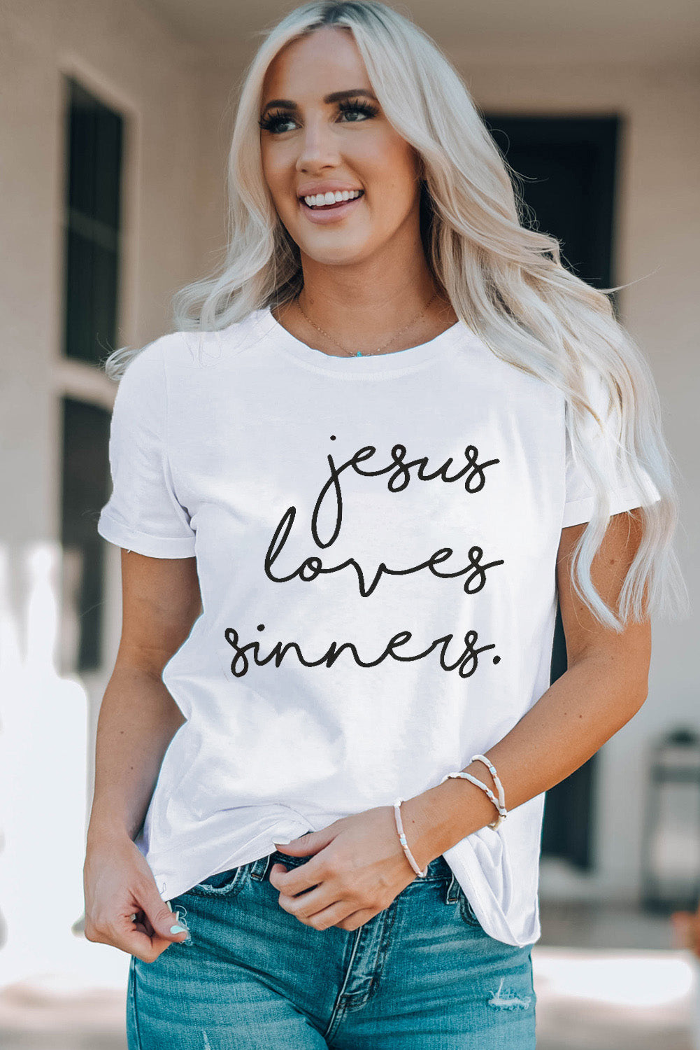 Jesus Loves Sinners Funny Belief T Shirt