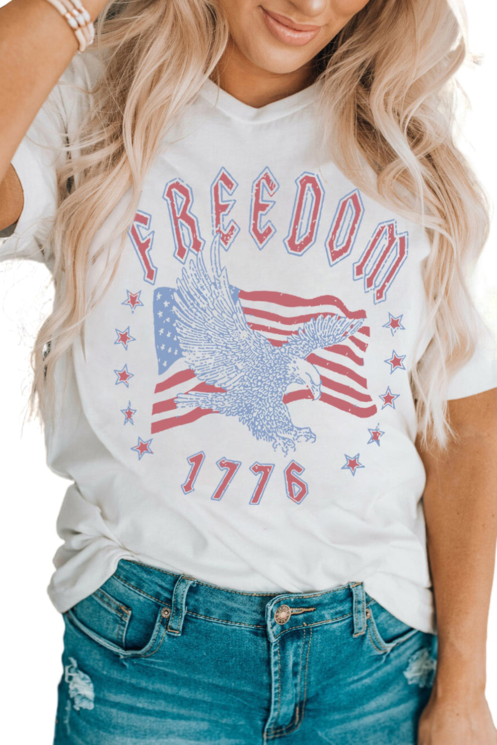 FREEDOM Eagle Flag Print 1776 Graphic Tee