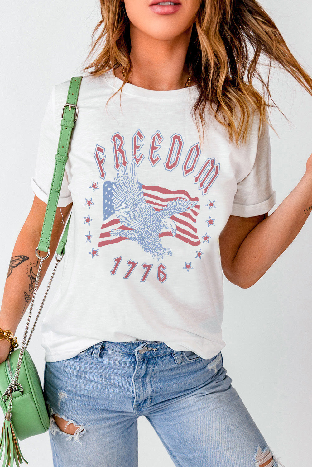 FREEDOM Eagle Flag Print 1776 Graphic Tee