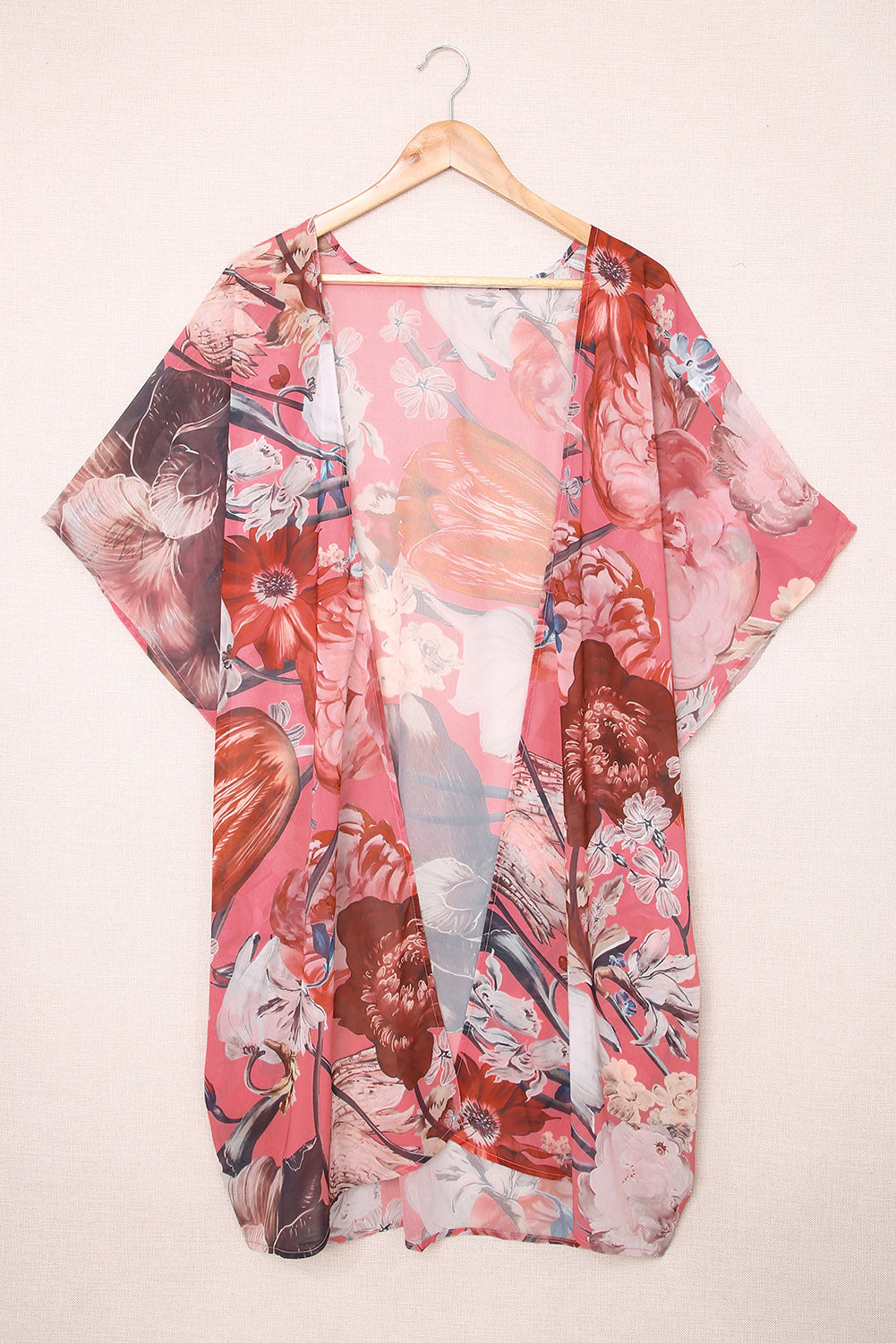 Boho Floral Print Beach Cover up Kimono