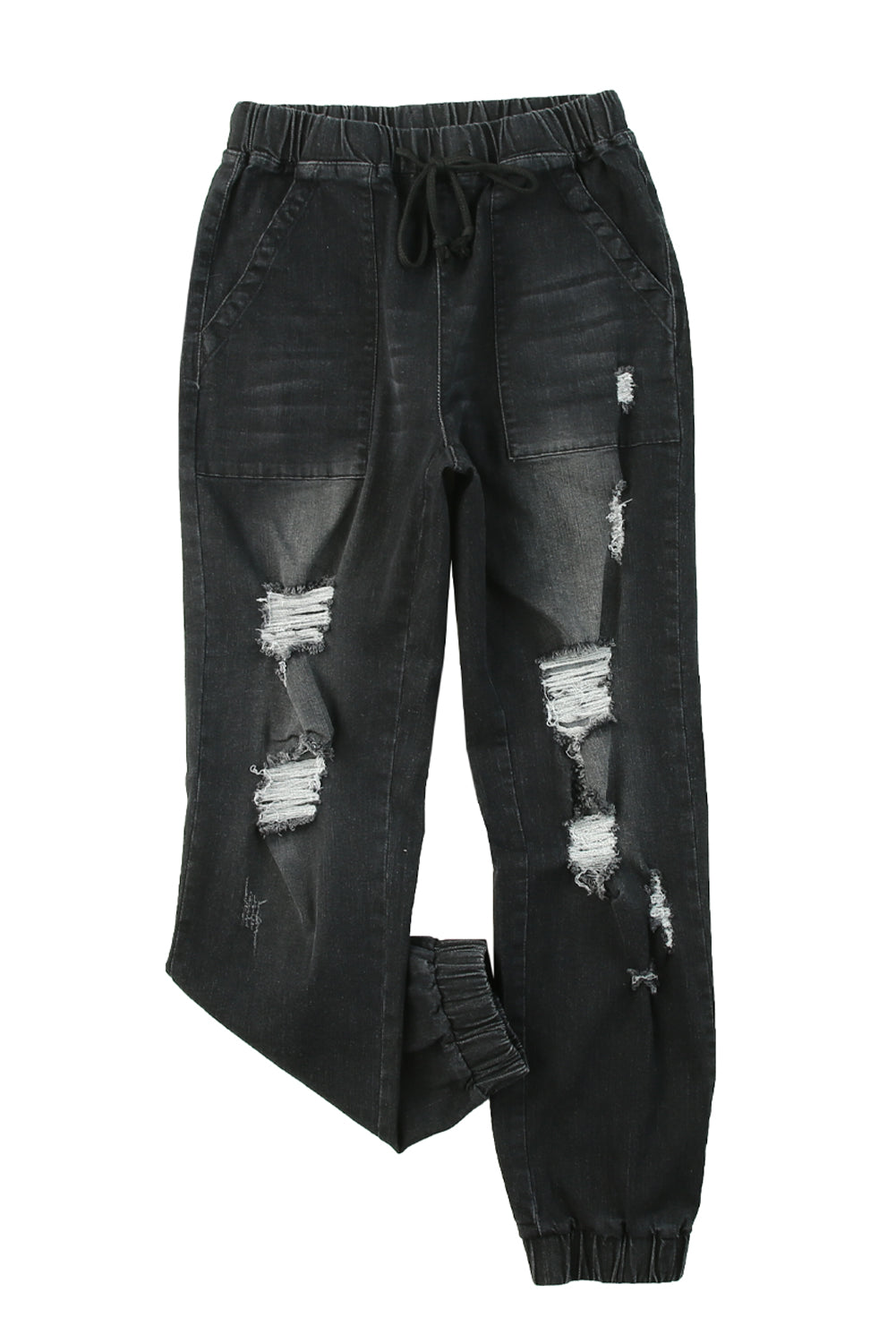 Pocketed Distressed Denim Jean