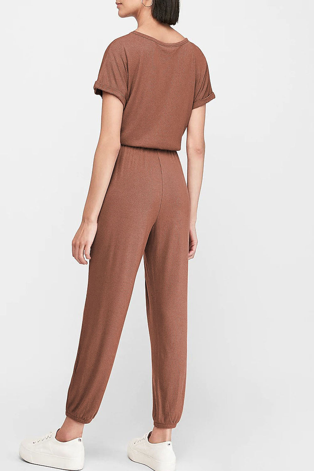 Ribbed Short Sleeve Jumpsuit