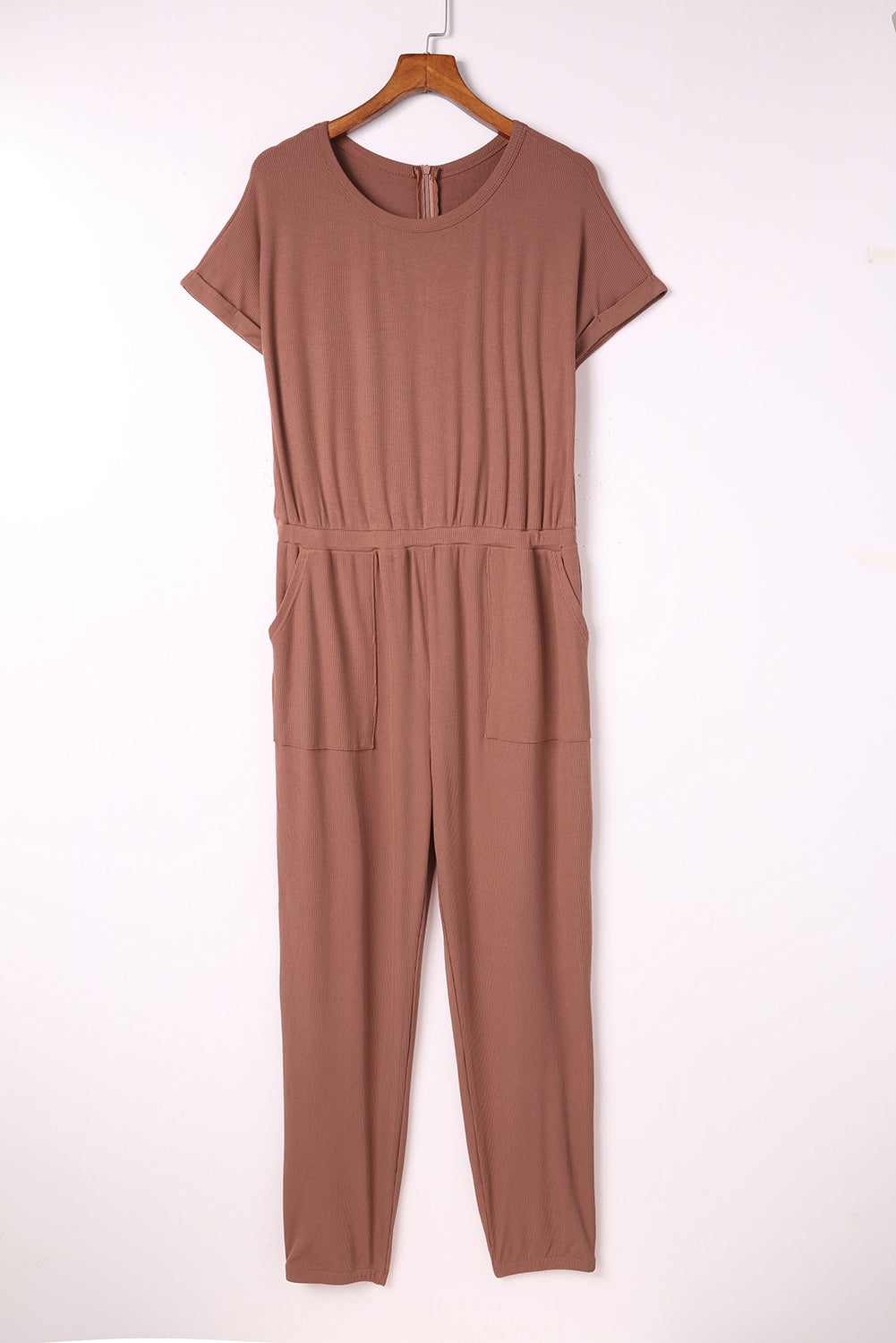 Ribbed Short Sleeve Jumpsuit