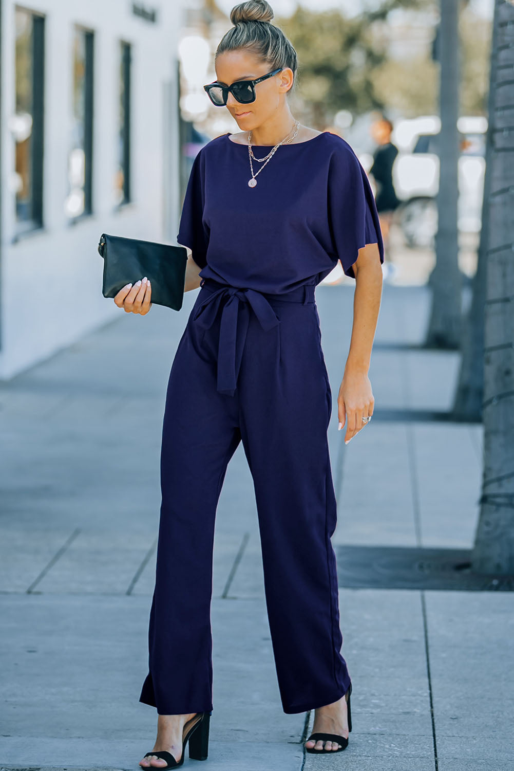 Belted Wide Leg Jumpsuit