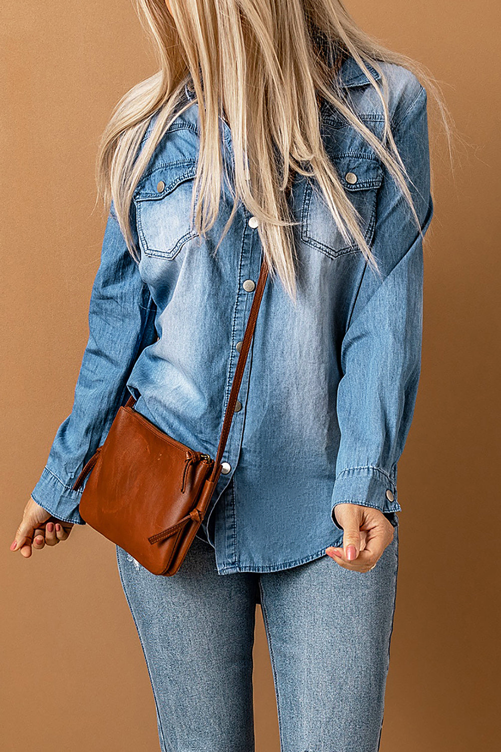 Vintage Washed Snap Button Denim Shirt