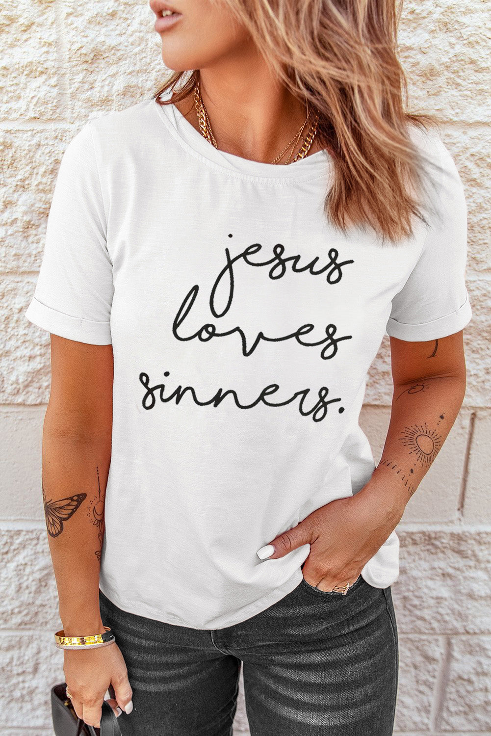 Jesus Loves Sinners Funny Belief T Shirt