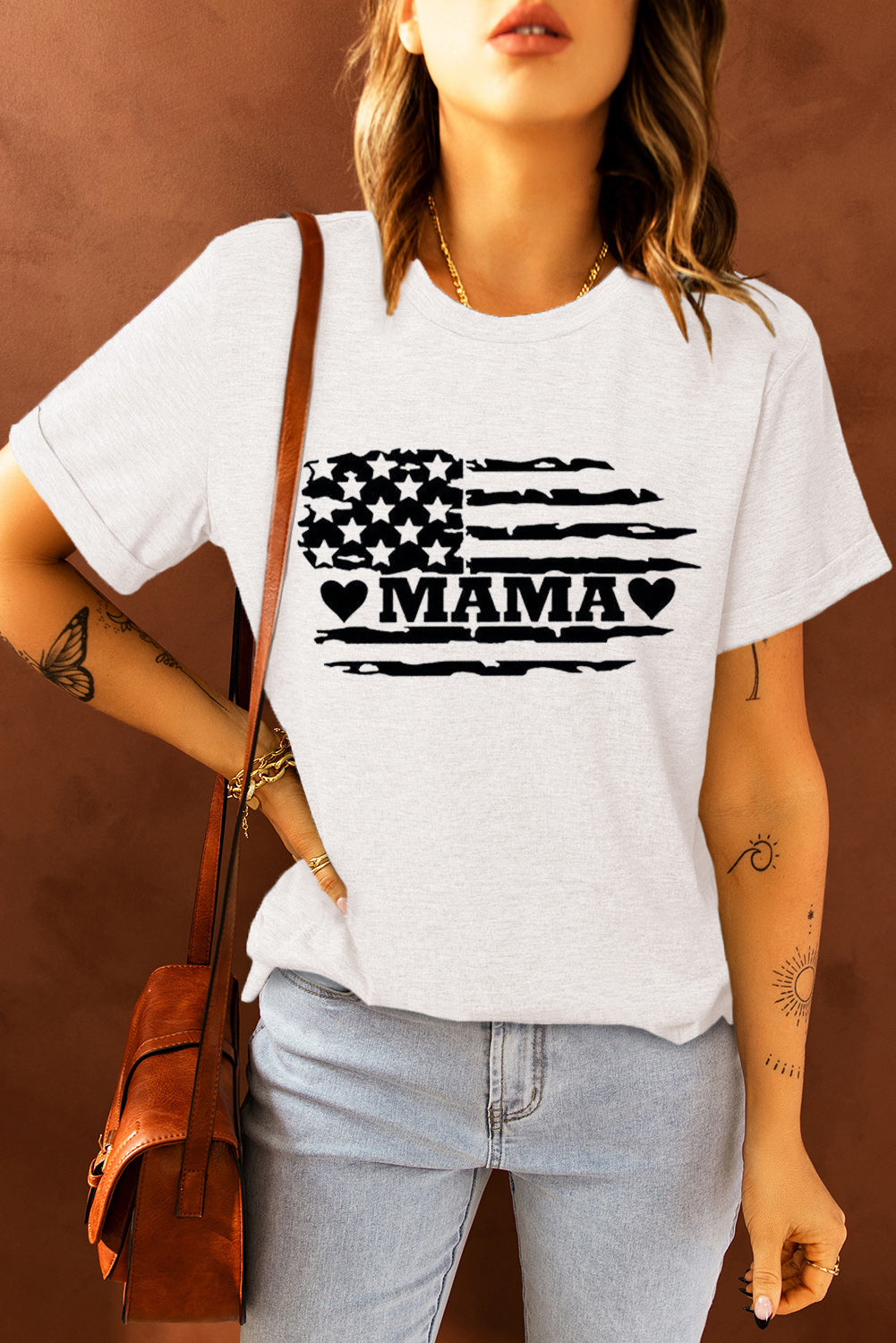 USA Flag MAMA Print Graphic Tee