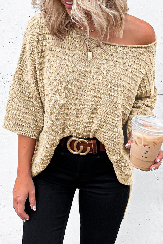 Textured Knit Drop Shoulder Tee